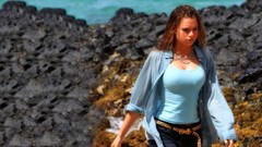 Woman Celebrity Actress blue eyes boobs Indiana Evans tight 