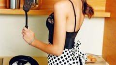 Woman Celebrity Actress brown eyes brunettes cooking odette 