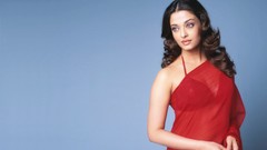 Woman Celebrity Aishwarya Rai red dress Actress long hair 