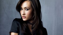 Woman Celebrity asians brunettes maggie q black hair