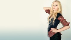 Woman Celebrity Avril Lavigne blondes long hair blue eyes 