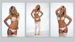 Woman Celebrity blondes Marisa Miller white lingerie