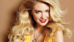 Woman Celebrity blondes smiling long hair kate upton necklaces