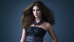 Woman Celebrity brown eyes brunettes ashley greene blue dress