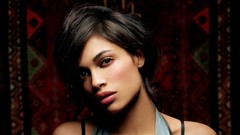 Woman Celebrity brown eyes brunettes rosario dawson portraits