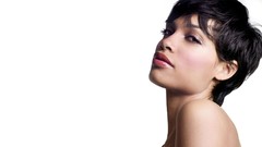 Woman Celebrity brown eyes brunettes rosario dawson portraits