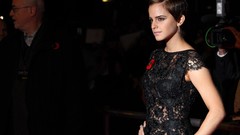 Woman Celebrity brunettes emma watson black dress