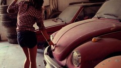 Woman Celebrity brunettes vehicles teen red cars girls with cars