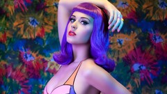 Woman Celebrity colored katy perry blue eyes singers bangs 