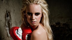 Woman Celebrity faces blondes mma boxing gloves