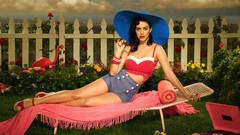 Woman Celebrity katy perry blue eyes brunettes singers lying 