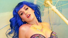 Woman Celebrity katy perry blue hair gray eyes singers