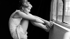 Woman Celebrity Kirsten Dunst Actress legs grayscale