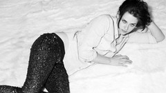 Woman Celebrity Kristen Stewart Actress grayscale laying on side