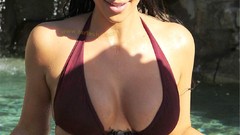 Woman Celebrity long hair models kim kardashian huge boobs