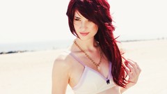 Woman Celebrity outdoors lingerie susan coffey redheads
