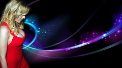 Woman Celebrity Scarlett Johansson red dress side view blondes 