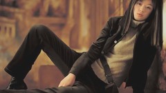 Woman Celebrity sitting Actress asians bangs black hair Korean 