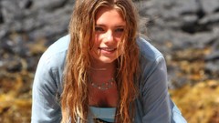 Woman Celebrity smiling downblouse Indiana Evans