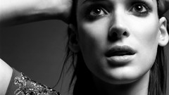 Woman Celebrity Winona Ryder faces monochrome