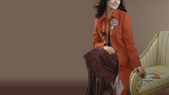 Woman chairs Celebrity Rose Byrne sitting Actress long hair 