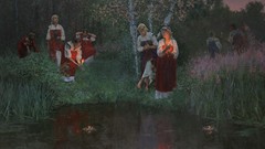 Woman children paintings Russia lakes TEENS artwork
