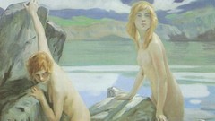 Woman children two paintings lakes nude artwork
