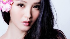 Woman China asians models flower in hair