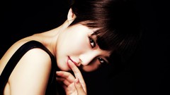 Woman China black background asians models