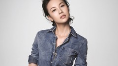 Woman China jeans white background asians models