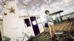 Woman China Roof Asia Shorts asians old ship