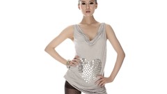 Woman China white background asians models