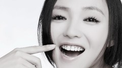 Woman China white background asians smiling models