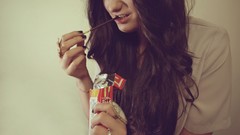 Woman chocolate eating brunettes models