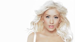 Woman Christina Aguilera faces blondes singers Simple Background