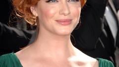 Woman christina hendricks cleavage green dress