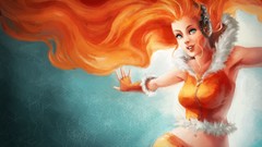 Woman Christmas blue eyes orange hair artwork