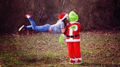 Woman Christmas santa dancing