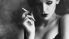 Woman Cigarettes grayscale