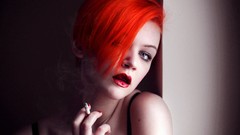Woman Cigarettes redheads Aleksandra Wydrych