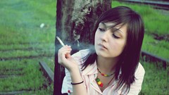 Woman Cigarettes smoking brunettes