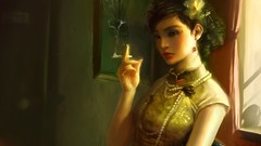 Woman Cigarettes smoking fantasy art