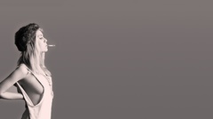 Woman Cigarettes smoking grayscale