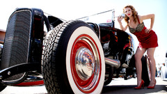 Woman classic cars