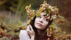 Woman classic outdoors brunettes portraits