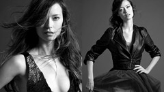 Woman classy Celebrity long hair summer glau Leather Jacket 