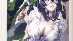 Woman cleavage artwork anime