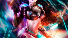 Woman cleavage artwork fantasy art galaxy saga futuristic card 