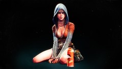 Woman cleavage artwork video games Simple Background Kat