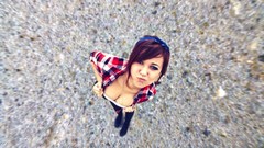 Woman cleavage boobs complex magazine duck face